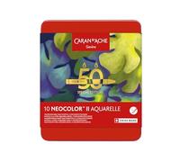 Caran d'Ache Neocolor II Lot de 10 pastels de cire solubles dans l'eau Édition spéciale 50 ans - Lush - Boîte de 10 couleurs, crayons de coloriage artistiques, cadeau pour les amateurs d'art