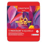 Caran d'Ache Neocolor II Lot de 10 pastels de cire solubles dans l'eau Édition spéciale 50 ans - Pop - Boîte de 10 couleurs, crayons de coloriage artistiques, cadeau pour amateurs d'art, essentiels