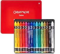 Caran d'Ache Neocolor II Pastels à la Cire Aquarellables, Crayons à la Cire Aquarellables Lot de 15 et 2 Cartes