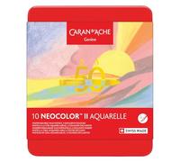 Caran d'Ache Neocolor II Pastels de cire solubles dans l'eau Édition spéciale 50 ans - Pastel - Boîte de 10 couleurs, crayons de coloriage artistiques, cadeau pour les amateurs d'art, essentiels de