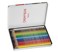 Caran d'Ache Crayons de couleur Prismalo aquarellables Étui métal 18 pièces