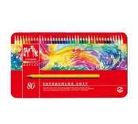 Caran d'Ache Supracolor Soft Lot de 80 crayons en coffret métal Couleurs assorties