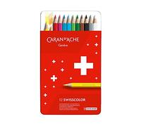 Caran d'Ache Swisscolor 1284712 Étui en métal avec 12 crayons de couleur imperméables