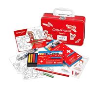 Caran d'Ache Swisscolor 3000.223 Kit de voyage en métal rouge avec système de fermeture en métal et poignée en plastique blanc