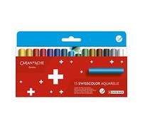 Caran d'Ache Swisscolor 7502.815 Lot de 15 crayons de couleur pastel aquarellables Multicolore