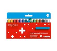 Caran d'Ache Swisscolor 7502.815 Lot de 15 crayons de couleur pastel aquarellables Multicolore