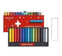 Caran d'Ache Swisscolor .Pastels à la Cire aquarellables, Crayons à la Cire Aquarellables. 15 PCS et 1 cartes