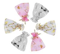 CARANNACLTD 120 Pièces Organza Sachets, 7x9cm Organza Gift Bags, Petits Sacs à Bonbons, Sachets Pochettes Cadeau en Organza avec Rubans