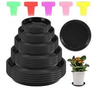 CARANNACLTD 25 Pièces Coupelle Pot de Fleur Soucoupe Pot Fleur Plastique Soucoupes Pots de Fleurs avec 25 Étiquettes sous Pot de Fleur Rond Dessous de Verre pour Plantes D'intérieur et D'extérieur