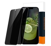 Carantee Lot de 2 films de protection d'écran en verre blindé pour iPhone 14/13/13 Pro 5G - Dureté 9H - Sans bulles 2,5D - Résistant aux rayures - HD Spy iPhone 14