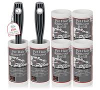 Caraselle - Lot de 2 pinceaux Pet Hair Remover rouleau Collant avec 4 recharges avec 45 m rouleau de papier collant