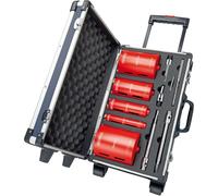 Carat HTESET0000 CDCE - Set De Couronnes Carat Pour Matériaux Abrasifs - 32 / 52 / 82 / 112 / 132 Mm + Rallonges Dans Coffret