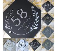 Carat moderne personnalisé personnalisé découpé au Laser acrylique extérieur numéro de maison Plaque d'adresse Plaque nom pour Faiek noir argent Grey Black