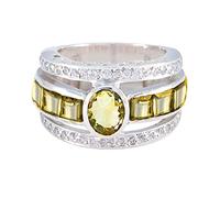 CaratYogi 925 Sterling Argent Citrine Gemstone Princess Eternity Band Rings Pierre de Naissance Bijoux Chakra Déclaration de guérison Anneaux pour Hommes et Femmes Taille 57