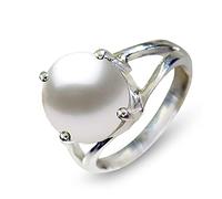 CaratYogi 925 Sterling Silver Natural-Pearl Ronde Gemstone Promise Biring Birthstone Fashion Bijoux Anneaux de Mariage pour Hommes et Femmes Taille: 56