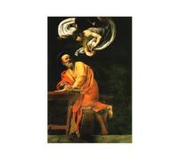 Caravaggio - Impression sur toile « The Inspiration of Saint Matthieu And The Angel » - Décoration murale pour chambre à coucher, bureau, chambre, cadeau esthétique, sans cadre, 40,6 x 61 cm