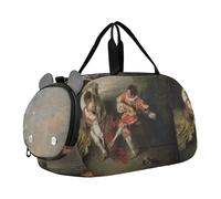 Caravaggio Sac de sport à fruits pour les voyages, le week-end, la nuit, pour garçons avec compartiment à chaussures, Estampes rococo Jean-Antoine Watteau, Classique
