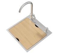 Caravan Small Stainless Steel Handmade Kitchen Sink 41 x 41 cm - Sleek Hidden Design with Various Faucet Options for Space-Saving Bar Use
