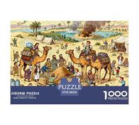 Caravane de chameaux dans Le désert Oasis Puzzle en Bois Imperméable Puzzles De 1000 Pièces pour Adultes Coloré De Décoration pour La Maison