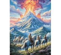 Caravane de montagne au coucher du soleil 1000 Pièces Puzzle Adulte En Carton Haute Densité Anti-Déchirure Faune sauvage et animaux de compagnie Difficile Haute Difficulté Anti-Stress Idée Cadeau Anni