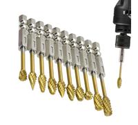 Carbide Burr, Burr Bits, Lot de 10 forets abrasifs en tungstène | multi-usages avec tige de 1/4" pour perceuse de mortalité, sculpture du bois métallique, gravure, polissage, perçage