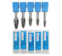 Carbide Burr Set 5PCS | Single Cut Revolving Files with 6mm Shank for Engraving/Polishing/Drilling | High - Grade Cemented Carbide for Metal, Wood & Welding | F0616M06 to