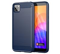 Carbon Case Flexible Handyhülle TPU Housse de protection pour Huawei Y5p bleu
