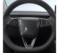 Carbon Fiber Steering Wheel Button Cover for pour tesla Model 3 Y(Glossy Carbon)