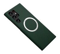 Carbon Fiber Thin Case for Samsung Galaxy S25 Ultra, S25/24/23 Series, Compatible with Magsafe, Magnetic Slim Rugged Cover (S25,Green)