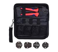 Carbon Steel Crimping Pliers 5 - Piece Set | Ratcheting Crimp Tool for Insulated/Uninsulated Cables | Expert Wire Crimper with 4 Replaceable Jaws & Storage Bag