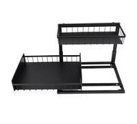 Carbon Steel Sous Organisateur d'Évier, Tiroir de Rangement Coulissant Détachable en Forme de L avec 2 Coussinets pour Cuisine, Salle de Bain, Armoire