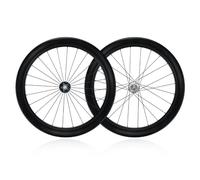 Carbone Paire De Roues pour Vélo À Pignon Fixe 700C Vélo De Piste Roues Avant Et Arrière Axe Plein 100/120mm 20/24H Hauteur 50/60mm pour 17T À Vitesse Unique(60mm)