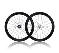 Carbone Paire De Roues pour Vélo À Pignon Fixe 700C Vélo De Piste Roues Avant Et Arrière Axe Plein 100/120mm 20/24H Hauteur 50/60mm pour 17T À Vitesse Unique(50mm)