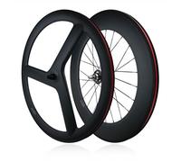 Carbone Vélo À Pignon Fixe Roues Avant Et Arrière 700C Jeu De Roues De Vélo De Piste 100/120mm 3/24H Moyeux À Roulements pour 17 Dents À Vitesse Unique(Front+Rear)