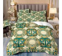 Carbono Housse de Couette 230x260cm Modèles Géométriques Rétro Parure de Couette + 2 Taies d'oreiller 50x75 cm- Douce, légère et Facile d'entretien