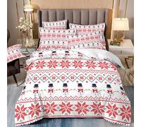 Carbono Housse de Couette 230x260cm Snowflake Bonhomme Neige 3 Pièces en Microfibre brossée Ultra Douce Parure de lit, avec 2 Taie Oreillers 50x75 cm, avec Fermeture Éclair