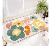 Carbono Tapis De Bain AntiderapantFleurs Colorées Tapis de Bain en Microfibre Douce,Super épais-Lavable en Machine-Antidérapant-Super Absorbant-Anti-moisissure,pour Baignoire,Chambres 40x60cm