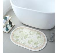 Carbono Tapis De Bain AntiderapantFleurs Vertes Feuilles Tapis de Bain en Microfibre Douce,Super épais-Lavable en Machine-Antidérapant-Super Absorbant-Anti-moisissure,pour Baignoire,Chambres 40x60cm