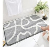Carbono Tapis De Bain AntiderapantGéométrie Grise Tapis décoratif, Doux, Super Absorbant et Lavable en Machine, en Microfibre, pour la Salle de Bain, Douche, Baignoire ou comme WC 50x80cm