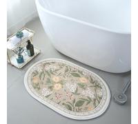Carbono Tapis De Bain Fleurs Colorées Vintage Tapis de Bain en Microfibre Douce,Super épais-Lavable en Machine-Antidérapant-Super Absorbant-Anti-moisissure,pour Baignoire,Chambres 40x60cm