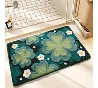 Carbono Tapis De Bain Fleurs Vertes Tapis de Bain en Microfibre Douce,Super épais-Lavable en Machine-Antidérapant-Super Absorbant-Anti-moisissure,pour Baignoire,Chambres 40x60cm