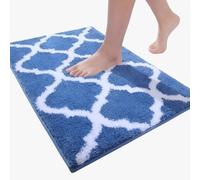 Carbono Tapis De Bain Géométrie Bleue Tapis Salle de Bain Antidérapant, Moelleux en Microfibre, Absorbant l'eau, Lavable en Machine, Extra Epais, pour Douche, Baignoire 50x80cm