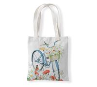 Carbono Tote Bag Fleur Papillon Sac fourre-tout en coton,sacs en tissu d'épicerie réutilisables et légers,adaptés au bricolage, à la publicité,à la promotion,aux cadeaux,aux activités 35x40cm