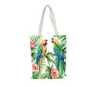 Carbono Tote Bag Oiseaux Plantes Tropicales Sac fourre-tout en coton,sacs en tissu d'épicerie réutilisables et légers,adaptés au bricolage, à la publicité,à la promotion,cadeaux,activités 35x40cm