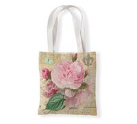 Carbono Tote Bag Papillon Fleur Rose Sac fourre-tout en coton,sacs en tissu d'épicerie réutilisables et légers,adaptés au bricolage, à la publicité,à la promotion,aux cadeaux,aux activités 35x40cm