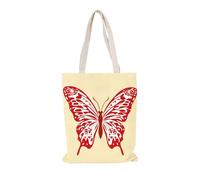 Carbono Tote Bag Papillon Rouge Sac fourre-tout en coton,sacs en tissu d'épicerie réutilisables et légers,adaptés au bricolage, à la publicité,à la promotion,cadeaux,activités 35x40cm