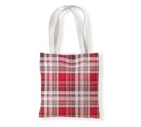 Carbono Tote Bag Treillis Rouge Sac fourre-tout en coton,sacs en tissu d'épicerie réutilisables et légers,adaptés au bricolage, à la publicité,à la promotion,aux cadeaux,aux activités 35x40cm