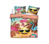 Carbotex Housse de couette avec taie d'oreiller Emoij réversible 140 x 200 cm 100% microfibre