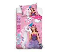 Carbotex Parure de lit Barbie pour enfant - 100 x 135 cm + 40 x 60 cm
