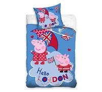 Carbotex Parure de lit Enfant 2 pièces Peppa Pig Magic 140 x 200 cm + taie d'oreiller 100% Coton certifié Öko-Tex